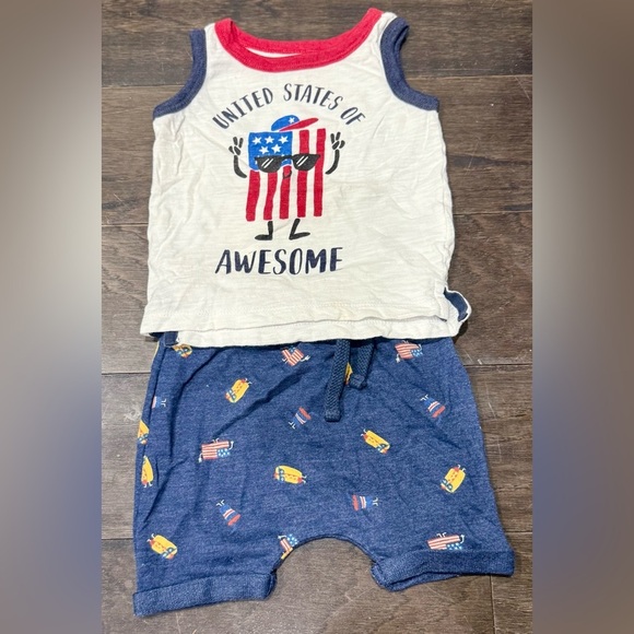 Toddler Patriotic Tank and Shorts Set Size 6-12M - Picture 1 of 4